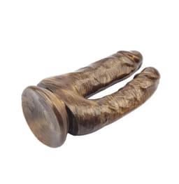 Dubbele dildo (bruin) - dubbele penetratie - dildo's - sextoys — thumbnail 2