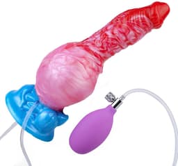 Kiotos Monstar - Big Squirt Cock - Opblaasbare Spuitende Dildo - Rood/Roze/Blauw — thumbnail 12