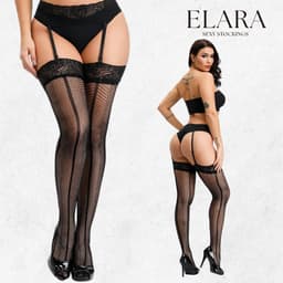 Elara Novalie – Sexy Jarretel Gordel met Kousen – 2-Delige Lingerieset – Verleidelijke Netkousen met Kant – S t/m XL – Dames Lingerie — thumbnail 1