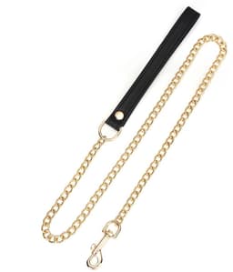 Liebe Seele - Dark Secret - Exclusieve Lederen Collar Met Leiband- Goud Metalen Hardware - Zwart/Goud — thumbnail 3