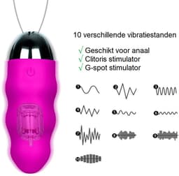 Happy Tears® | Ei Vibrator | Afstandsbedienbaar | Unisex | Voor koppels | Massage | Clitoris en G-Spot Stimulatie | Anaal | 10 verschillende vibratiestanden | Seksspeeltje | Paars — thumbnail 5