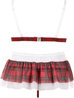 Cottelli Collection – Schoolmeisje Lingerie Set met Erotische Kenmerken en Open Kruis voor Ondeugende Dates – Maat M – Wit/Rood — thumbnail 3