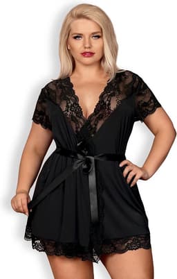Obsessive Kimono & String - Erotische Kimono - Maat L/XL - Zwart — thumbnail 3