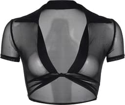 Transparante mesh crop-top - Doorschijnend - Korte Mouwen — thumbnail 4