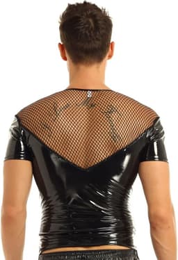 Transparante PU Lederen vest - BDSM Shirt - Club en Feest - Visnet - Zwart — thumbnail 4
