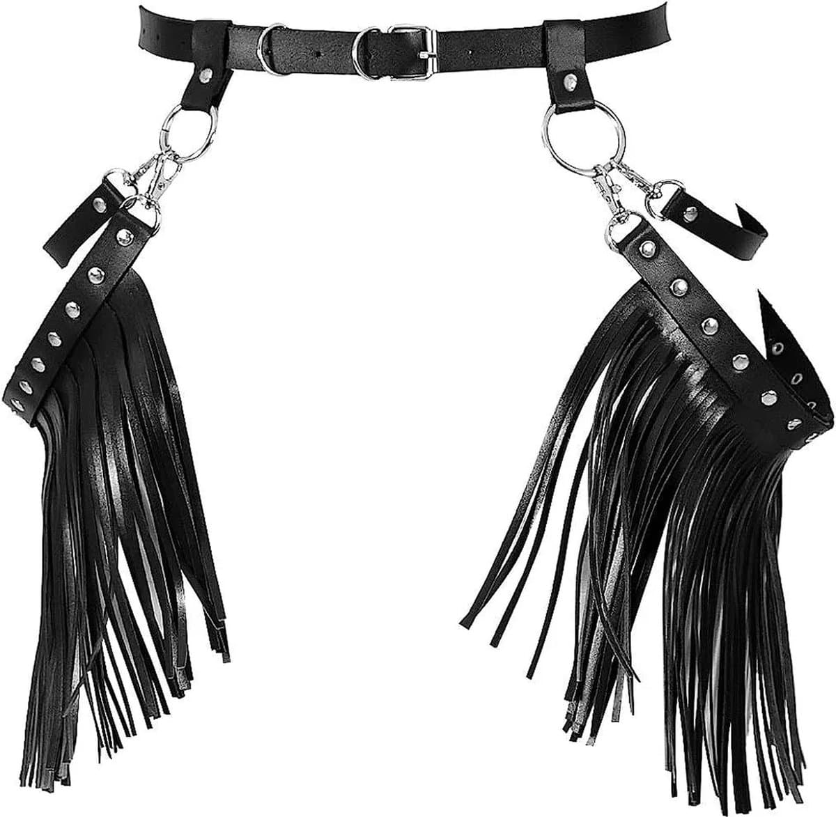 Heup harnas met kwastjes - Feest - BDSM - Outfit - Zwart — afbeelding 1