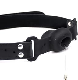 Holle mond gag - Opening voor vloeistof - Siliconen - Verstelbaar - Knevel - Zeer luxe uitvoering - BDSM - Bondage — thumbnail 3