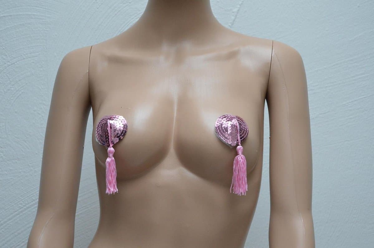 Roze Hartvormige Tepelstickers Tepel PlakkerTepelkwastjes Nipple Sticker — afbeelding 1
