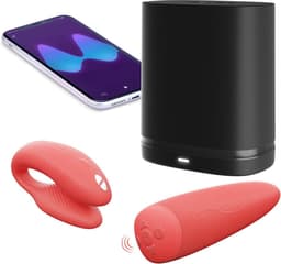 WE-VIBE Chorus Paar-Vibrator voor clitoris- en G-spotstimulatie met Squeeze Remote, opzetvibrator voor haar en hem, 100% waterdicht, haptische afstandsbediening, app-bediening — thumbnail 1