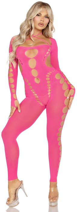 Leg Avenue - Pink Open Back Bodystocking One Size — thumbnail 2