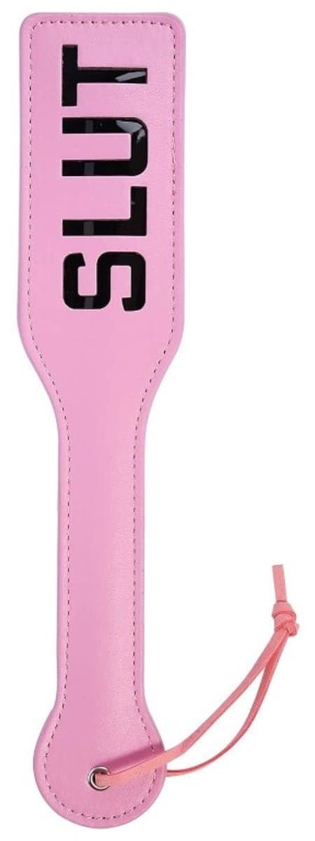 Nooitmeersaai - Paddle met letters - PU leer - Roze/zwart - SLUT — afbeelding 1