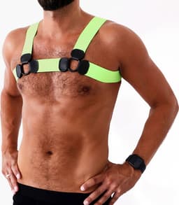 Kiotos - Elastisch Borstharnas - Tuigje - Riemenbody - Neon - Maat L/XL — thumbnail 1