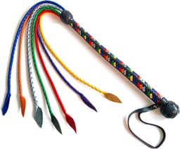 Black Label - Veelkleurige Gevlochten Lederen Flogger — thumbnail 1