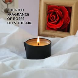 Scarlet Rose & Ebony Essentiële Olie Massagekaars - Hydraterend, Sensuele Ervaring met Schenktuit, Perfect voor Ontspannende Baden & Huidverzorging, Bad Essentials|Romantische Decoratie|Aromatherapie Kaars, Massageoliën voor stellen — thumbnail 6