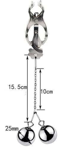 Nooitmeersaai - Tepelklemmen met gewichtjes - Metaal - Zilver - 300 gram — thumbnail 3