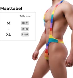 Sexy Heren Bodysuit - Jockstrap G-String Ondergoed in Regenboog Kleuren - Pride Lingerie Mankini voor Mannen - Maat XL — thumbnail 3