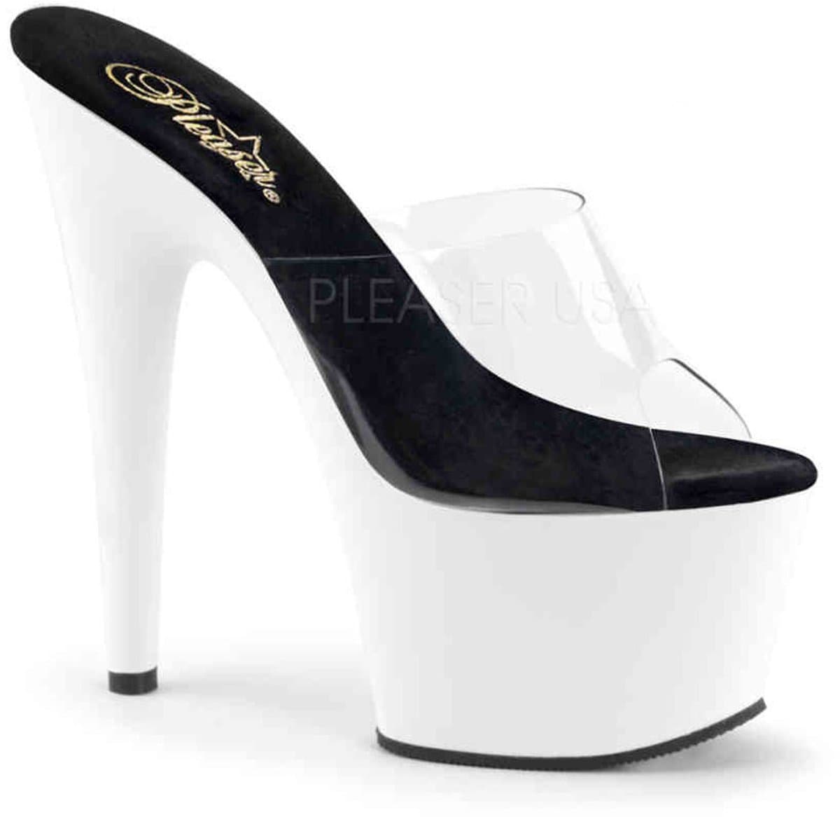 Pleaser - ADORE-701UV Muiltjes - Paaldans schoenen - 42 Shoes - Transparant/Zwart — afbeelding 1