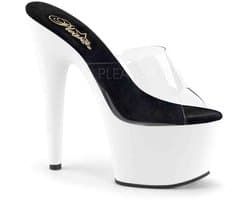 Pleaser - ADORE-701UV Muiltjes - Paaldans schoenen - 42 Shoes - Transparant/Zwart
