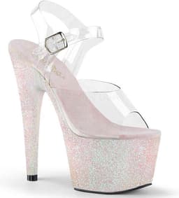 Pleaser - ADORE-708HMG Sandaal met enkelband, Paaldans schoenen - Paaldans schoenen - 38 Shoes - Roze/Transparant — thumbnail 1