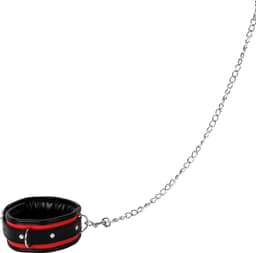 Banoch - Collar & leash Silver - Halsband en Riem - Zwart / Rood met zilver — thumbnail 10