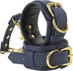Banoch | enkelboeien van pu leer | velvet blauw / goud | bondage — thumbnail 3
