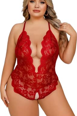 Verleidelijke Rode Plus Size Lingerie Body – Open Design - Bodysuit - Dames — thumbnail 1