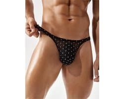 LekkerStout Rhinestone String - Zwart- Sexy Herenondergoed | XL | ( LS101 )