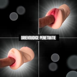 VIVIDIA 3-IN-1 Pocket Pussy voor Man - Realistische Vagina & Anus & Mond - Masturbator voor Man - Blowjob & Vagina & Anus Penetratie - Kunstvagina & Kunstanus & Kunstmond in één - Sex Toys voor Mannen – Roze (Beige) — thumbnail 4