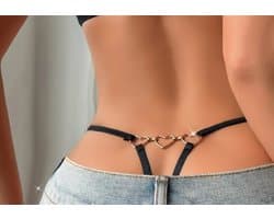 Sexy string gemaakt van zwart, hartjes achterzijde, op de huid te dragen, erotisch, high end look, lingerie