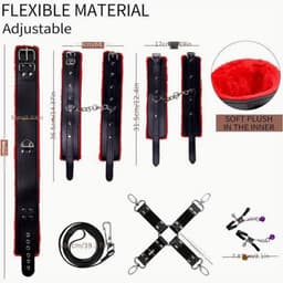 11 stuks BDSM Bondage Volwassen Speel Bondage Gag Blinddoek Spanking Paddle Veilig Bed BDSM Kit Boeien Nipple Clamps Whip Ball Gag Rope Role Play Sex Toy Voor Vrouwen Paar (Zwart) — thumbnail 2