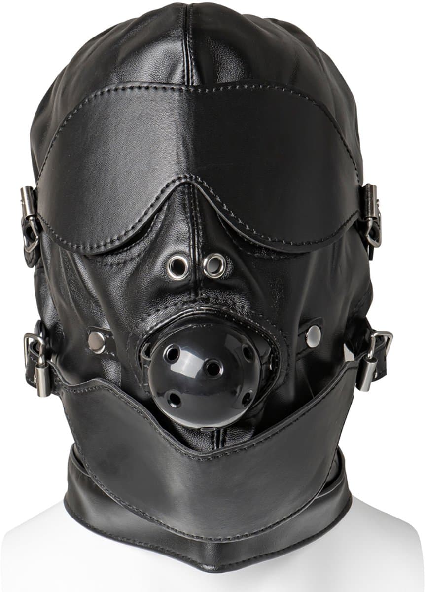 Volledige BDSM Hoofdkap met Mondknevel & Blinddoek – Verstelbare Fetish Masker voor Dominantie & Overgave — afbeelding 1