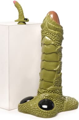 XR Brands - Reusachtig Geschubd Moerasmonster Dildo - Groen — thumbnail 2
