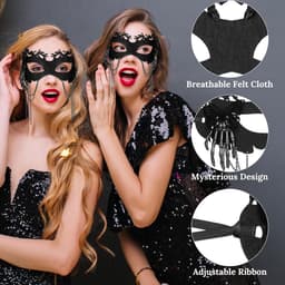 Zwart masker met vlinder- en schedelelementen voor dames - Venetiaans maskerade feest Halloween carnaval bal gala — thumbnail 2