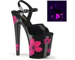 Pleaser - XTREME-809HB Sandaal met enkelband, Paaldans schoenen - US 12 - 42 Shoes - Zwart/Roze