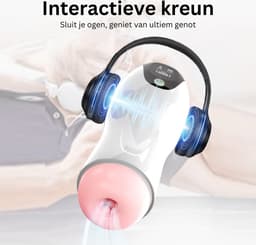 Sex Toys voor Mannen - Masturbator voor Man - Blow Job Stimulator - PocketPussy - Deepthroat - Mastrubator Elektrisch - Incl Koptelefoon met Kreungeluid — thumbnail 5