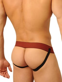 Leren jockstrap zwart/rood maat large — thumbnail 2
