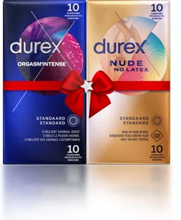 Durex - 20 stuks Condooms - Orgasm Intense Stimulerende Gel 10 stuks - Nude No Latex Huid op Huid gevoel 10 stuks - Voordeelverpakking - Cadeau voor man en vrouw — thumbnail 1