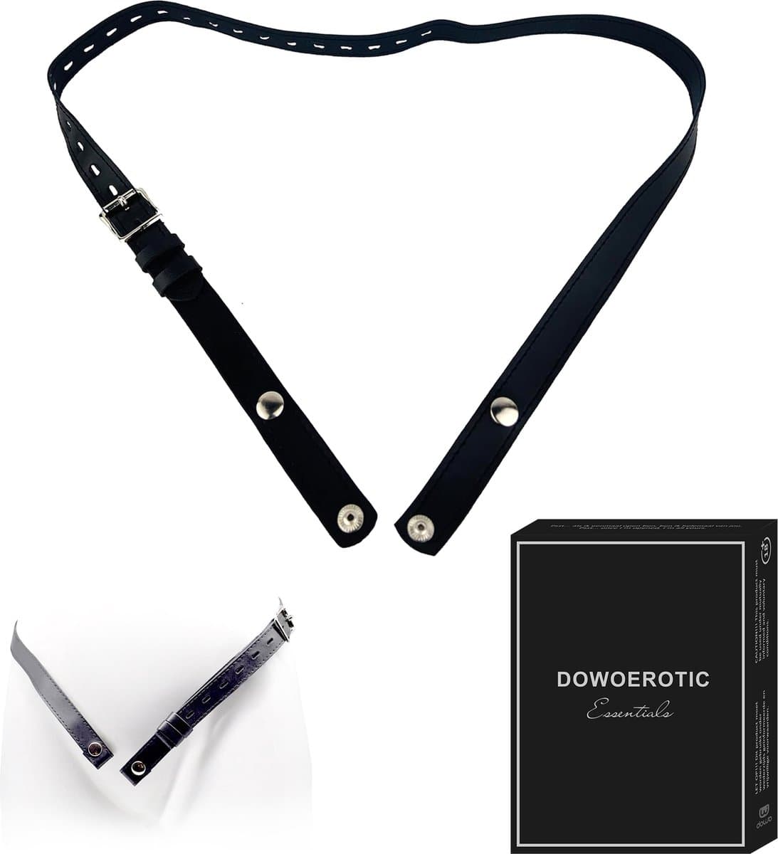 DOWO® - Chastity Cage Waist Strap - Kuisheids Riem - Belt voor Peniskooi - PU - Zwart — afbeelding 1
