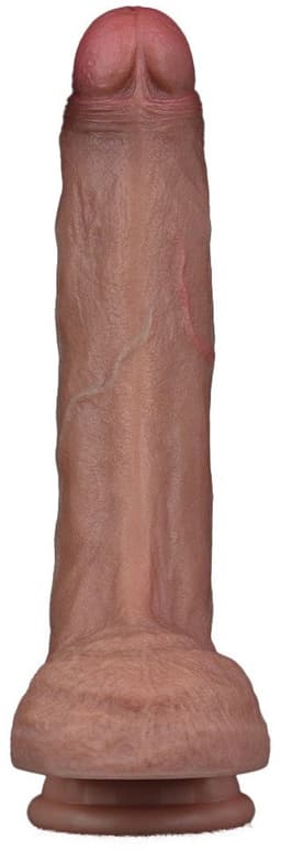 LoveToy - Dubbellaags Siliconen Dildo - 22 cm x Ø 4,2 cm - Bruin — thumbnail 12