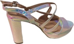 JUMEX-EROTISCHE PUMP-SILVER-BLOKHAK 9 CM-ZOOL 2CM-LEDERLOOK-39 — thumbnail 3