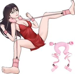 Handboeien en Beenboeien bondage set - Inclusief nekkussen - Diepe penetratie - Roze - Pluche - One size - BDSM — thumbnail 1