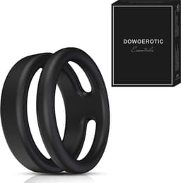 DOWO® - Dubbele Cockring - Penisring - Cock Ring Siliconen – Koppels - BDSM - Sex toys - Seksspeeltje voor Mannen - Zwart — thumbnail 1