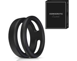 DOWO® - Dubbele Cockring - Penisring - Cock Ring Siliconen – Koppels - BDSM - Sex toys - Seksspeeltje voor Mannen - Zwart