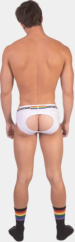 Barcode Berlin Backless Brief Pride White - MAAT S - Erotisch Heren Ondergoed - Slip voor Man - Sexy mannen Slip — thumbnail 4