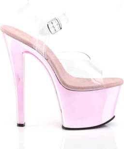 Pleaser - SKY308 Sandaal met enkelband, Paaldans schoenen - Paaldans schoenen - 44 Shoes - Roze/Transparant — thumbnail 5