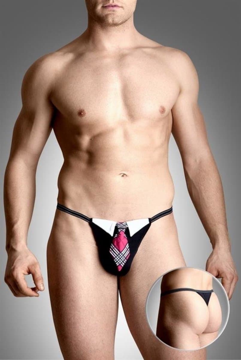 Softline Collection - Elegante G-string met satijn aanzicht zwart Maat:S-L S t/m L — afbeelding 1