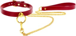 Luxe Bondage Halsband met Ketting - O-Ring Collar and Chain Leash voor BDSM - SM Halsband met Lijn - Gemaakt van PU-Leer en Nikkelvrij Metaal - Seksspeeltje - Sex Toy voor hem en haar - Kinky Speeltje — thumbnail 5