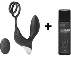 Time 4 Joy® Prostaat Vibrator mannen - Prostaat Stimulator - Sex toys voor mannen - Buttplug & Cockring - Met Afstandsbediening - Zwart - Inclusief spannend E-book - Inclusief Glijmiddel 100ML
