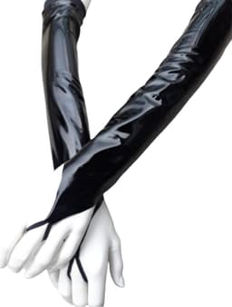Handschoenen van Datex (Mix latex en stof ) S/M Sexy glimmend kinky fetish accessoire — thumbnail 3