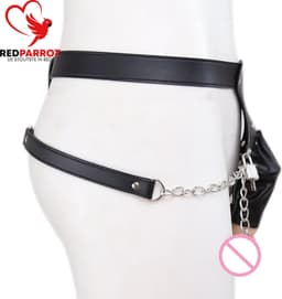 Erotisch heren ondergoed met slot | Lederen BDSM kleding | Kuisheidskooi | Mannen string | SM | Bondage ondergoed — thumbnail 3